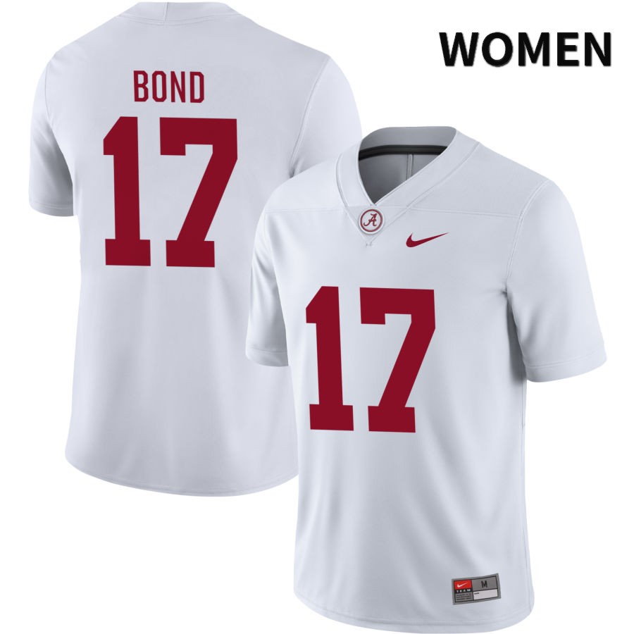 Alabama Crimson Tide Women's Isaiah Bond #17 NIL White 2022 NCAA Authentic Stitched College Football Jersey NM16I17YM